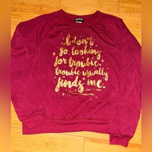 Harry Potter Warner Bros. Gold Metallic Print Women’s Small Pullover Crewneck